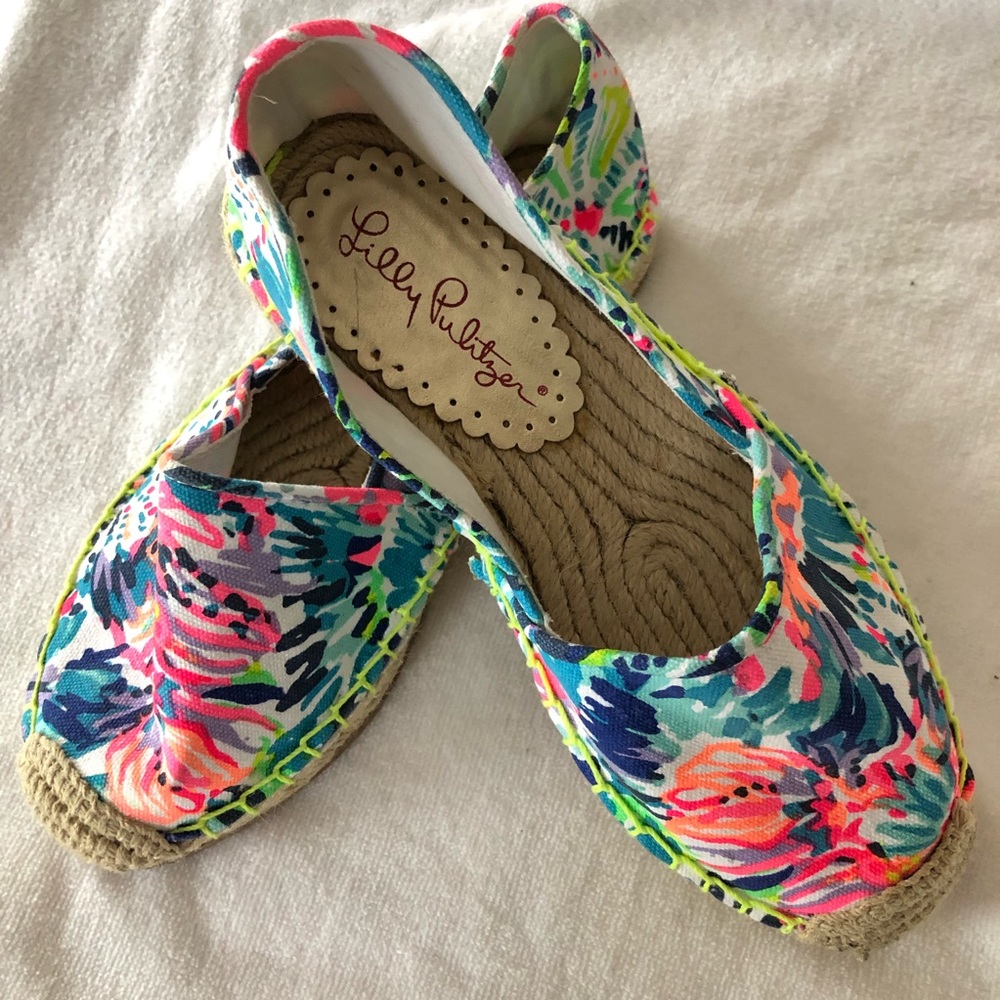 Lilly Pulitzer Womens shoes size 6 flats pink blue espadrilles